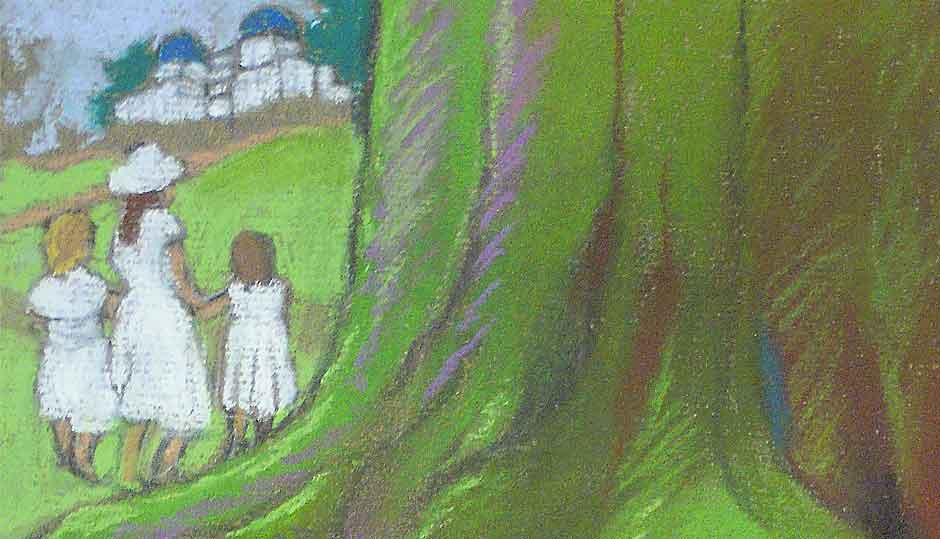 Dina Kathelyn - illustration au pastel sec - parc Duden, Forest